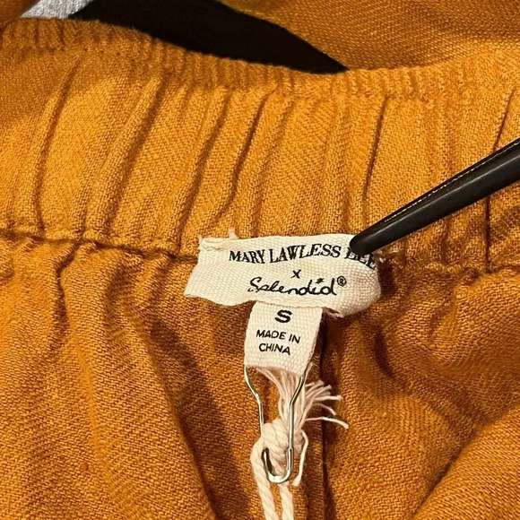 NWT MLL x Splendid Linen Blend Belted Wide Leg Jumpsuit Yellow Womens Small - Picture 10 of 15